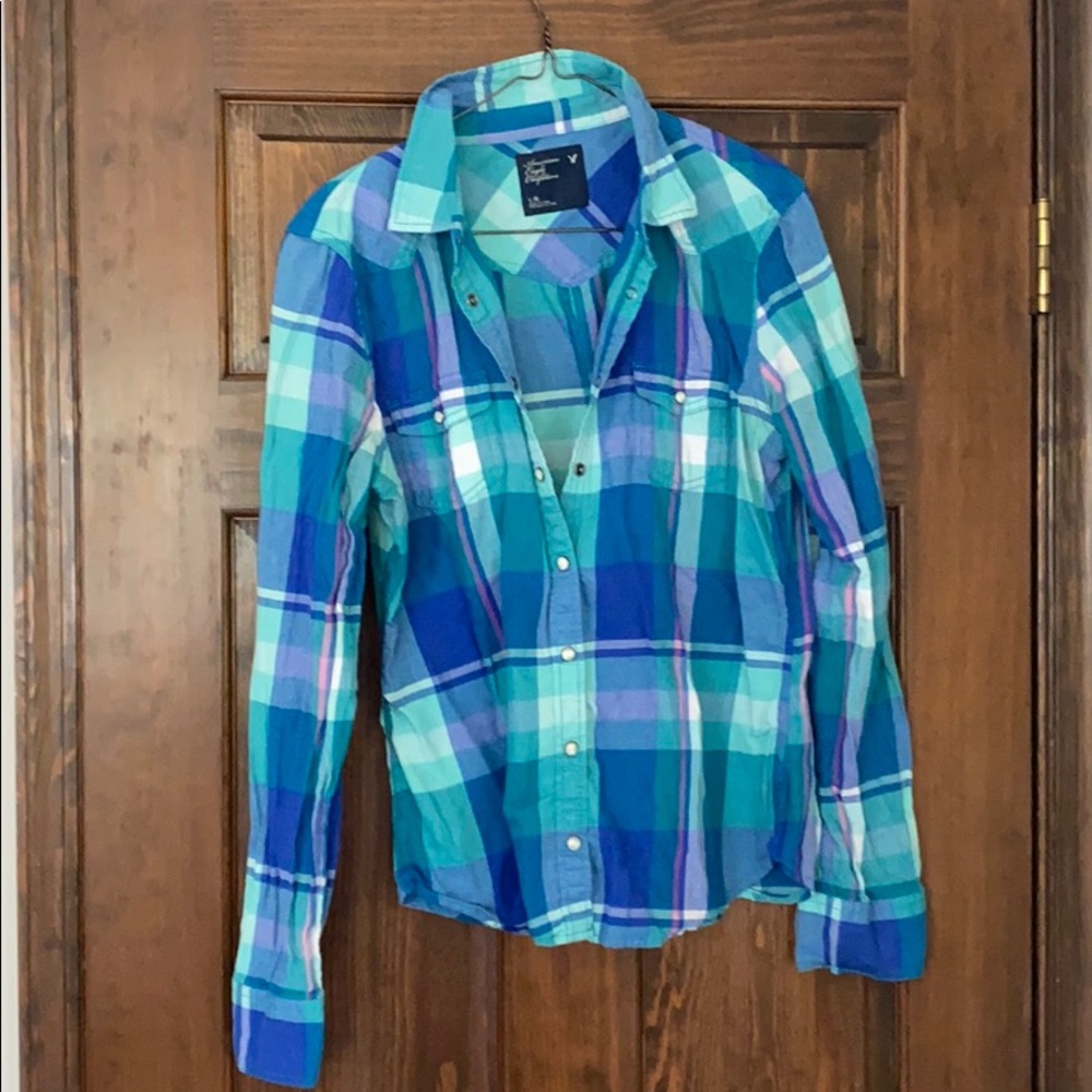 American Eagle Large blue  flannel